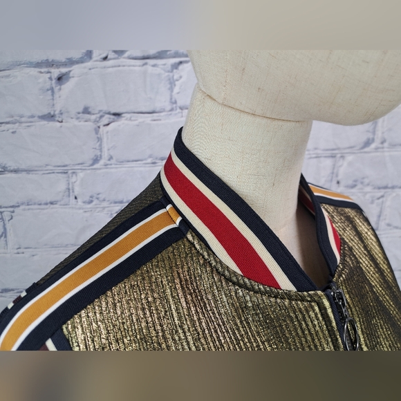 BCBG MAXAZRIA Andreas Metallic Bomber Jacket Cropped XXS - Picture 11 of 16